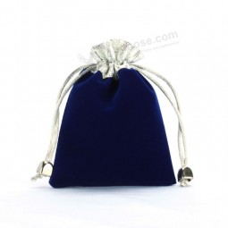 カスタム高品質のブルーベルベット巾着袋を袋 (Cvb-1068)