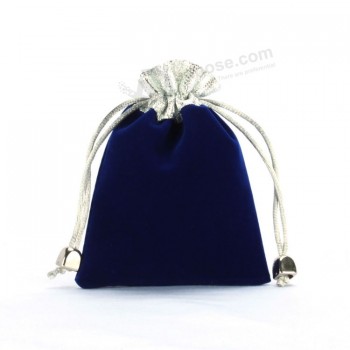Custom high quality Blue Velvet Drawstring Packing Bags (CVB-1068)