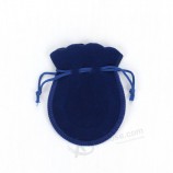 Benutzerdefinierte hochwertige blaue kleine Kordel Samt Schmuck Beutel (Lebenslauf-1082)
