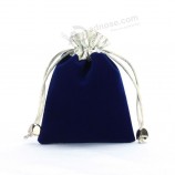 사용자 지정 고품질 블루 벨벳 drawstring 포장 가방 (Cvb-1068)