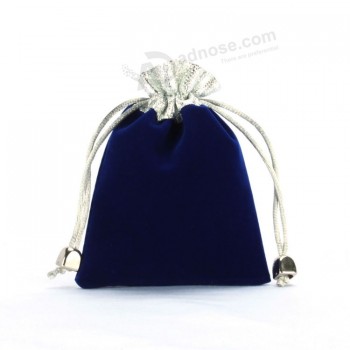 Sacchetti di imballaggio Personalizzati in velluto blu con cordoncino di alta qualità (CVB-1068)