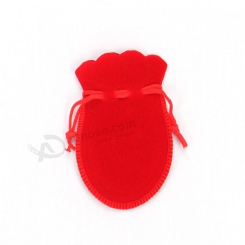 Haut de gamme Personnalisé -Fin Petite Pochette en velours rouge avec cordon de serrage (Cvb-1013)
