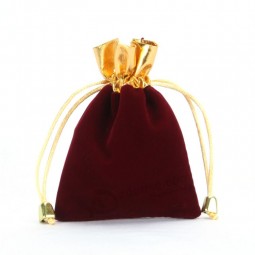 도매 주문 최고 -끝 부르고뉴 벨벳 drawstring 포장 봉투 (Cvb-1067)
