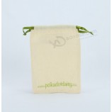 Groothandel oP maat hoog -Eindembleem bedrukte muslin Pouch met satijn trekkoord