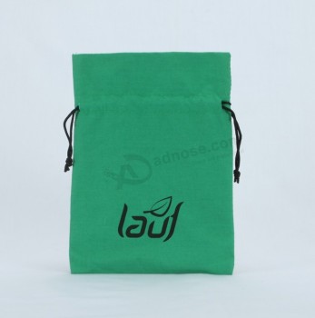 绿色定制棉质小袋，印有徽标，可根据您的标识定制