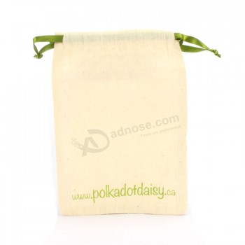 100% Bolsas de cordão de Presente de algodão natural com seqüência de fita (Ccb-1075) Para o costume com o seu logotiPo