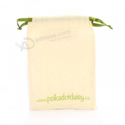 100% Bolsas de cordão de Presente de algodão natural com seqüência de fita (Ccb-1075) Para o costume com o seu logotiPo