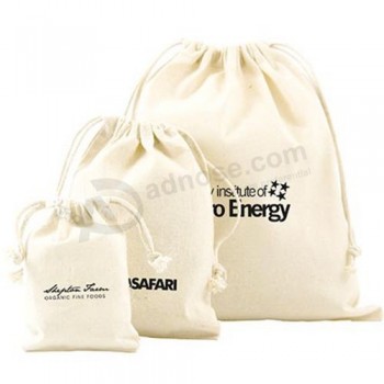 Custom high quality Printed Cotton Drawstring Shopping Bags