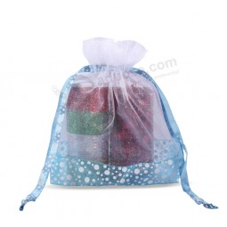 Custom high quality Organza Bags with Printed Logo Ribbon