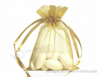 Bolso de organza de oro de alta calidAnuncio. PagersonalizAnuncio.o con cinta de raso