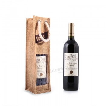 Wholesale custom high-end Jute Wine Gift Bottle Bag Chirstmas Gift