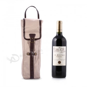Commercio all'ingrosso di alta Personalizzato-Sacchetti di cotone regalo con bottiglia di vino fine con manico (CWB-2032)