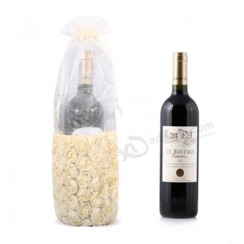 批发定制高-最终便宜的礼品包装欧根纱袋用于葡萄酒 (中央气象局-2031)