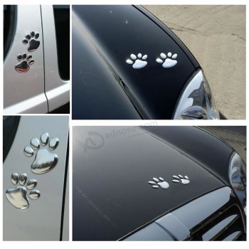 Universele auto schattige auto sticker 3d hond beer voetafdrukken chrom