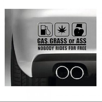 Nieuwe kont gras of gas niemand rijdt gratis auto sticker graPPige jdm