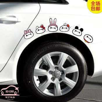 пользовательские большой белый кролик автомобиль царапины колеса брови наклейки автомобиль наклейки творческий бровей царапины автомобиль наклейка смешной доставки убежище