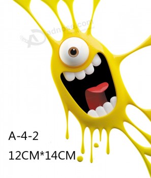 Custom Car stickers creative, 3D bacteria monster personality, funny body, fuel tank, waterproof, reflective, occlusion, scratches, stickers, change d