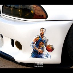 KundensPezifischer hochwertiger nba Sterncurry-SegeltuchPorträt-Autoaufkleber mit irgendeiner Größe für Verkauf