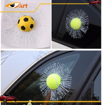 Custom 2017 New Baseball Basketball Football Hits Window Broken Glass Crack 3D Tennis Car Sticker