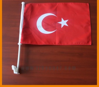 Wholesale customized size polyester car window flag with plastic pole with high quality and any size