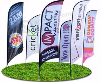 Wholesale Knitted polyester Customized flag printing banner feather beach flag