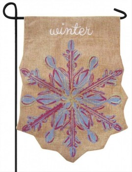 Most popular customized logo winter theme snow shape reusable portable decoration garden flag with high quality and any size