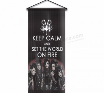 Custom Wholesale Black Veil Brides BVB Wall Scoll Knitted Fabric Printing Flags flex banner with your logo