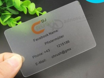 обычай 85.5*54мм прозрачная прозрачная пластиковая визитная карточка pvc имя карты дешевая цена для вашего дизайна