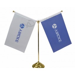 Wholesale Table Flag, Double Desk Flag, Golden Stand with your logo