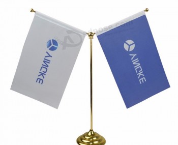 Wholesale Table Flag, Double Desk Flag, Golden Stand with your logo