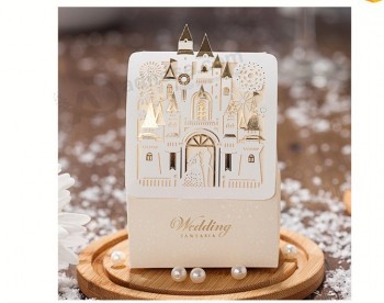 豪華なロマンチックなユニークな豪華なレーザーカット中国の印刷会社からの結婚式招待状カード