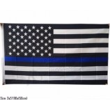 Usa polyester fin bleu/Drapeaux de la ligne rouge drapeaux de police en gros