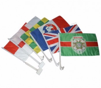 Aangepaste polyester decoratieve autoraam vlaggen groothandel