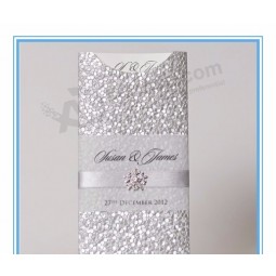 Custom Design high quality embossing pebble paper wedding invitation card