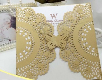 Wholesale custom Best selling Wedding Invitation Card Laser Cut Card Lace Card