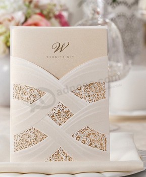 2019 Luxury Bride Dress Handmade Laser Cut Wedding Invitation Cards