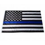 Amerikaanse polyester zwart wit dunne blauwe lijn politie vlag groothandel