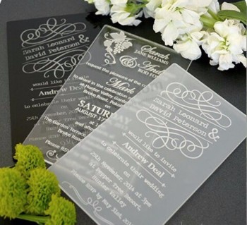 China supplier wholesale custom acrylic wedding invitation card