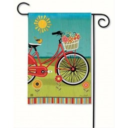 Cute birds bicycle printing promotional mini garden flags wholesale