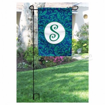 우수한 품질의 편지 패턴 녹색 둥근 잎 휴대용 민속 정원 플래그 도매