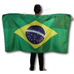 Latest trends neck belt green body cape for sport fans body brazil flags wholesale