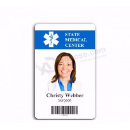 Photo printing Non-standard Laser engraving pvc company employee id card with bar code design