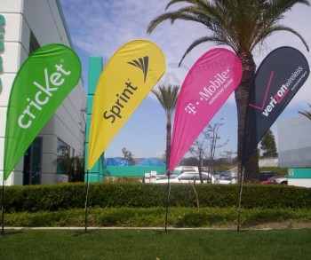 Advertising flying beach flag banner teardrop feather flag blade swooped beach flag wholesale