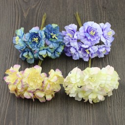 Hot sale 6pieces 5cm Artificial flowers silk Plum highland flower for DIY Scrapbooking wreath weddin