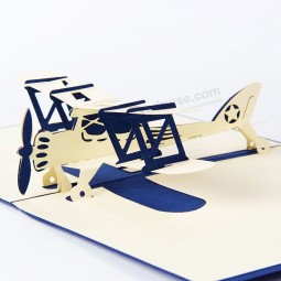 New Easter Day 3D Pop Airplane Handmade Best Wish Greeting Card Kirigami Gift KT0344