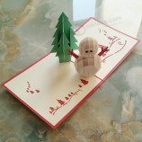 3D Pop Up Handmade Christmas Snow Man Happy New Year Greeting Card
