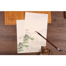 편지 용지 연꽃 시리즈 빈티지 편지 종이 레터 헤드 중국 스타일 고대인 편지지 80PC