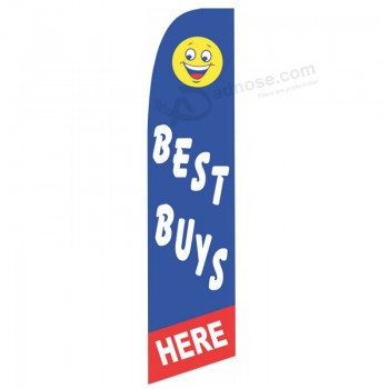 Wholesale customized Factory wholesale custom logo printed 75x322 Best Buys Here swooper flag with high quality and any size
