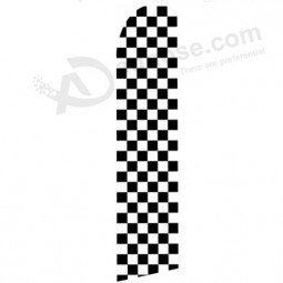 Alta-Bandera de swooper blanca negra a cuadros personalizada de 322x75