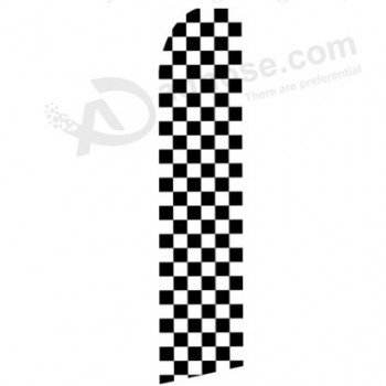 Alta-Bandera de swooper blanca negra a cuadros personalizada de 322x75